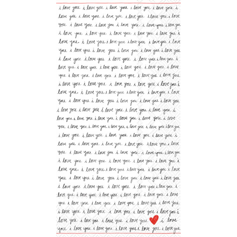Handwritten "I Love You" Guest Towel Napkins (16 Count)