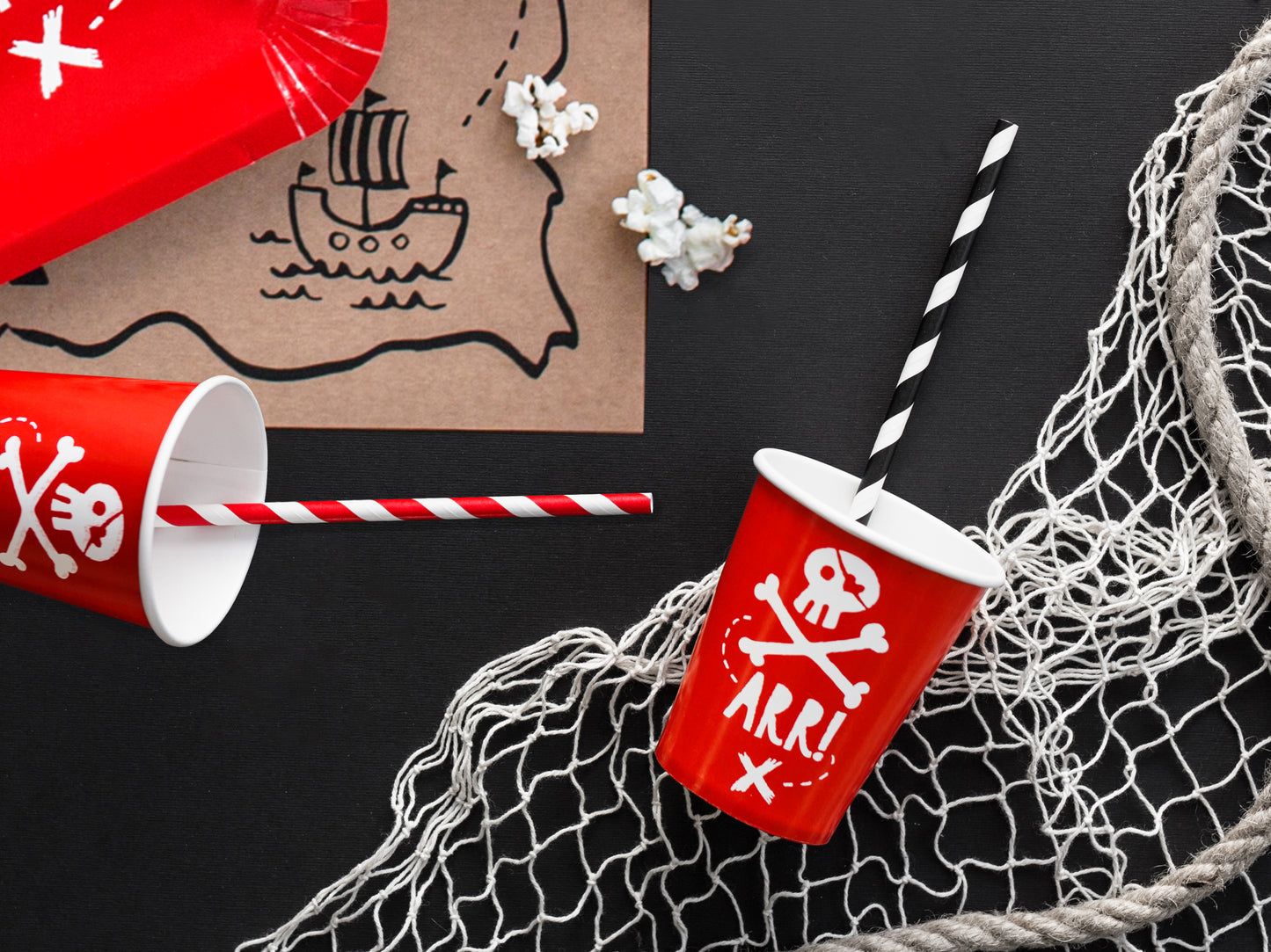 Pirate ARR! Skull and Crossbones Cups - Red (6 pk)