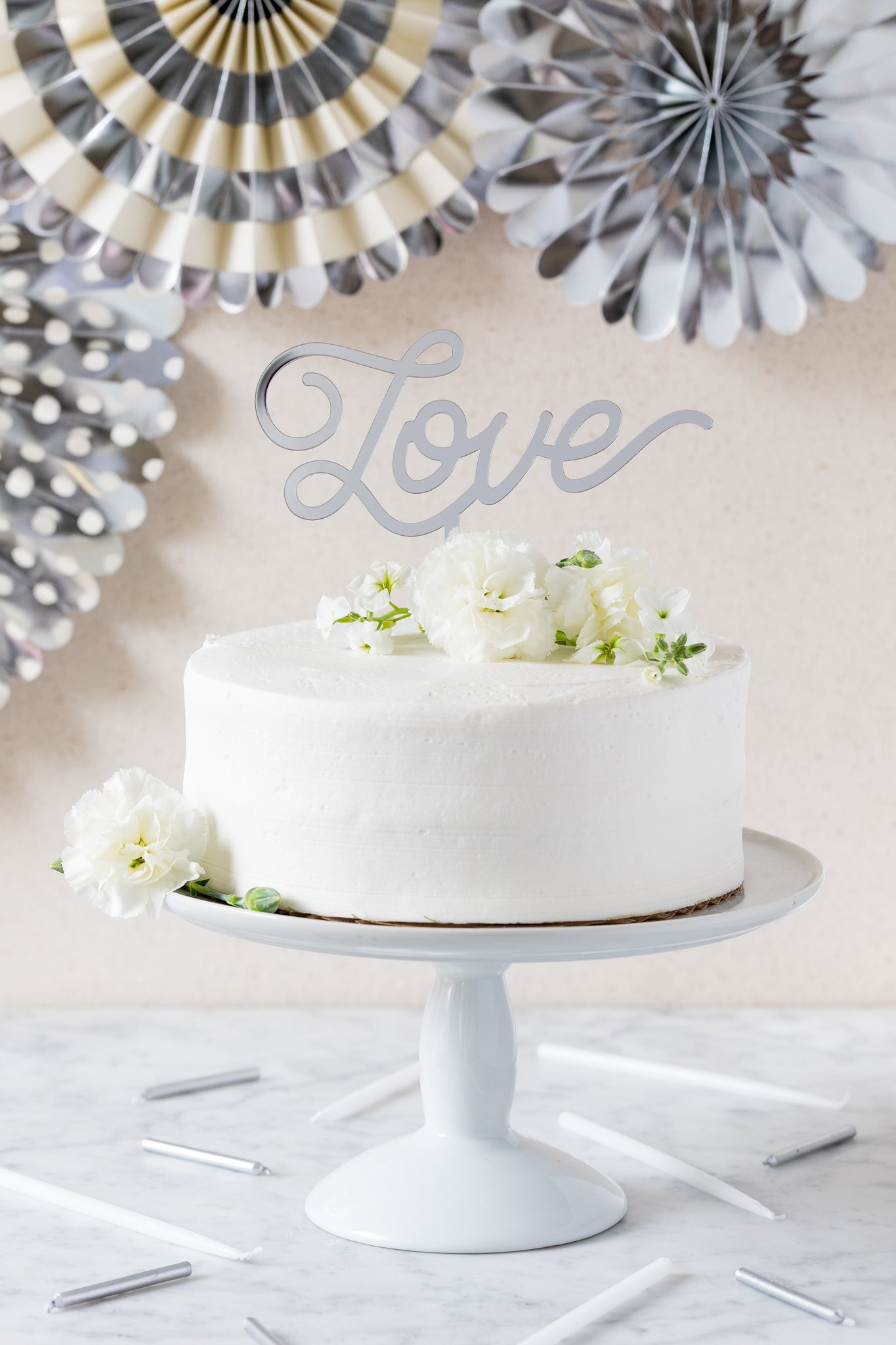 Silver Love Cake Topper