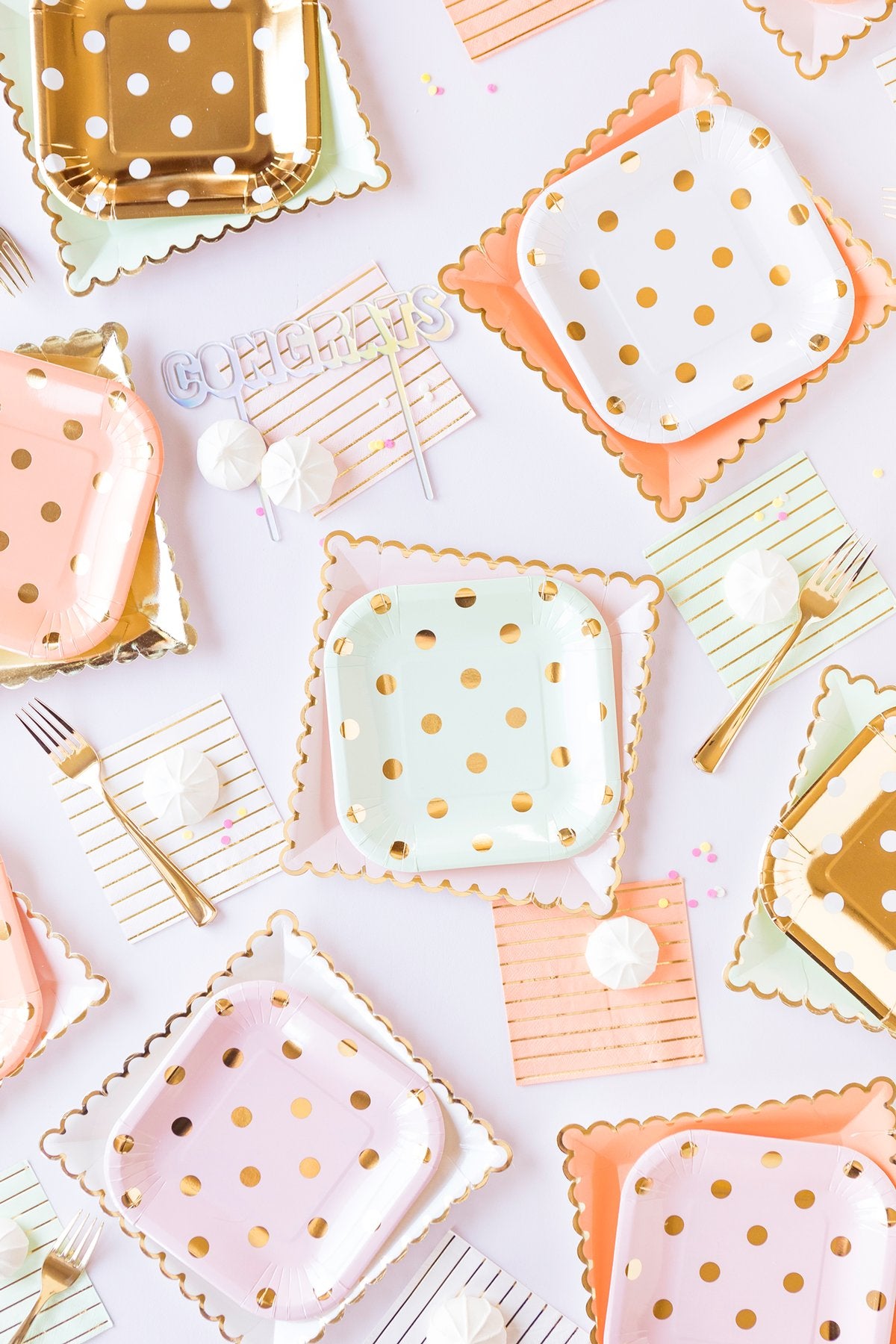 Gold Polka Dot Plates (12 pk)