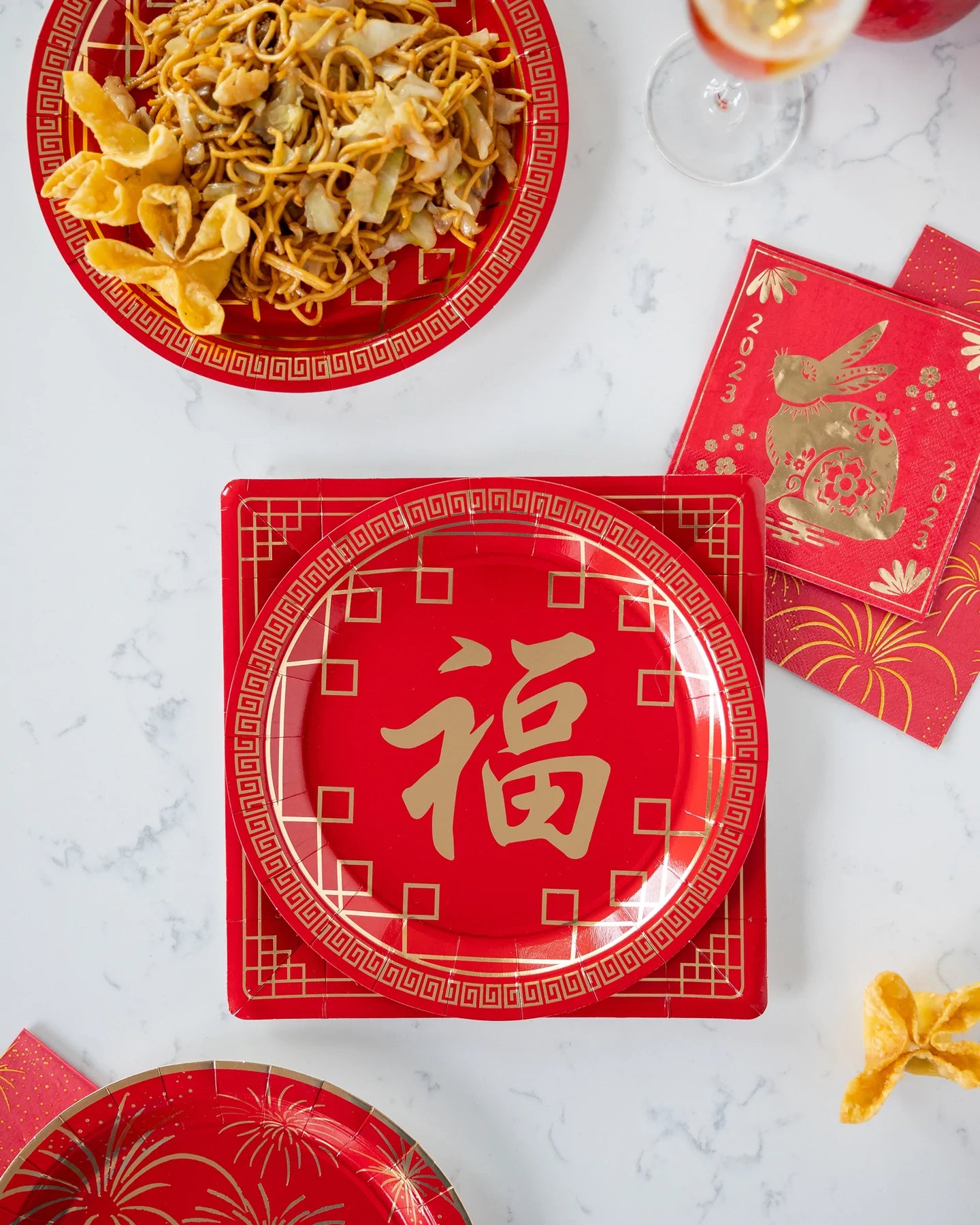 Lunar New Year Square Border Plate (12 Count)
