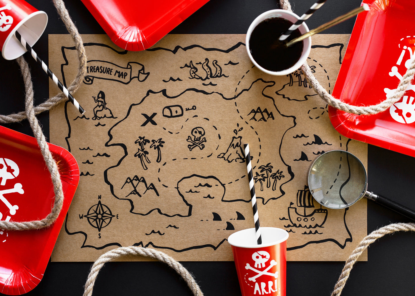 Pirate Treasure Map Placemats (6 pk)