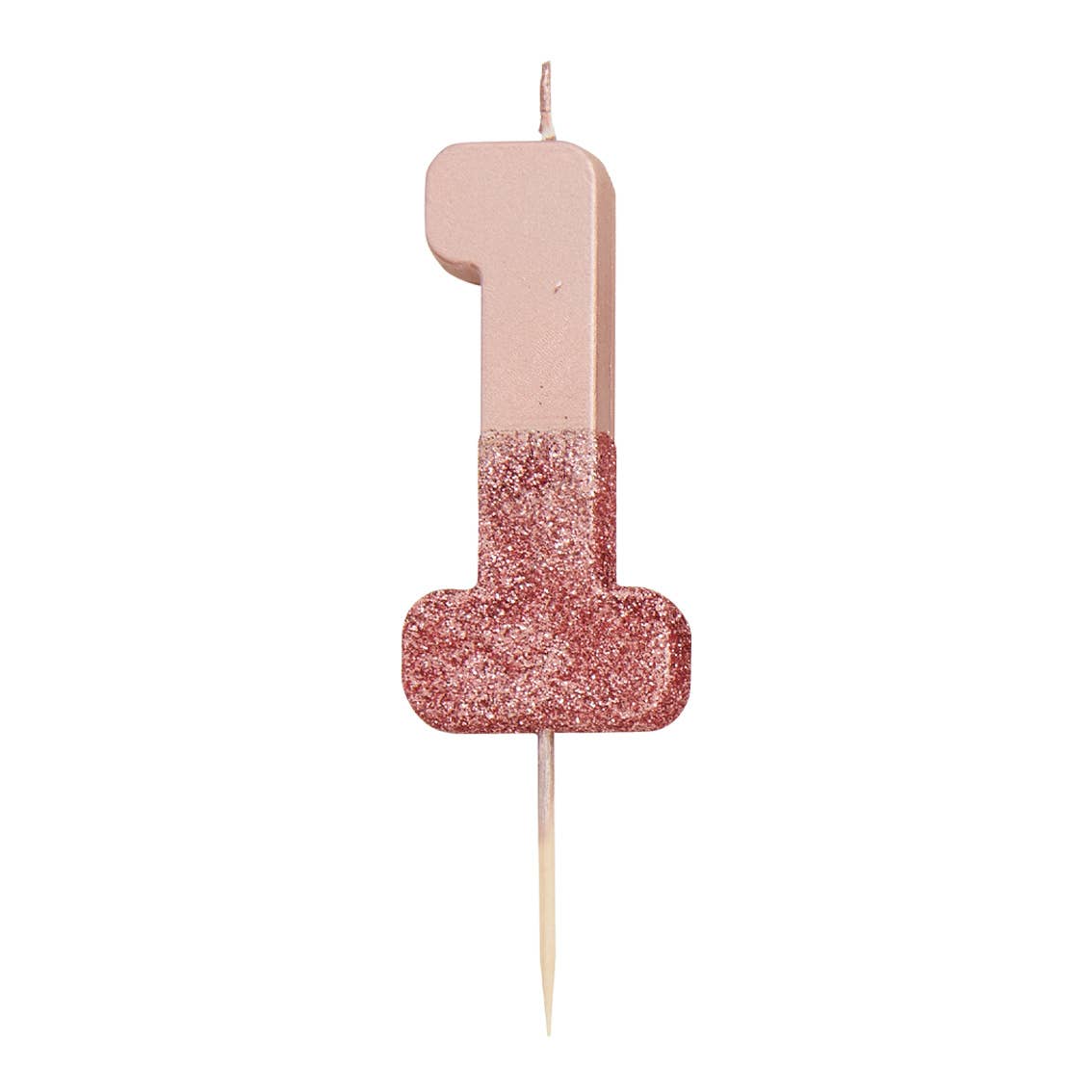 Rose Gold Glitter Dipped Number Candles