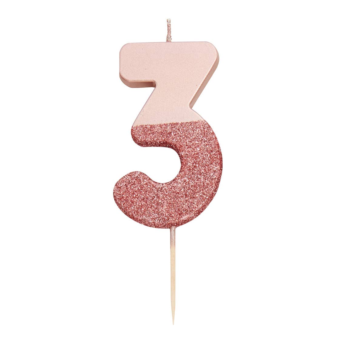 Rose Gold Glitter Dipped Number Candles
