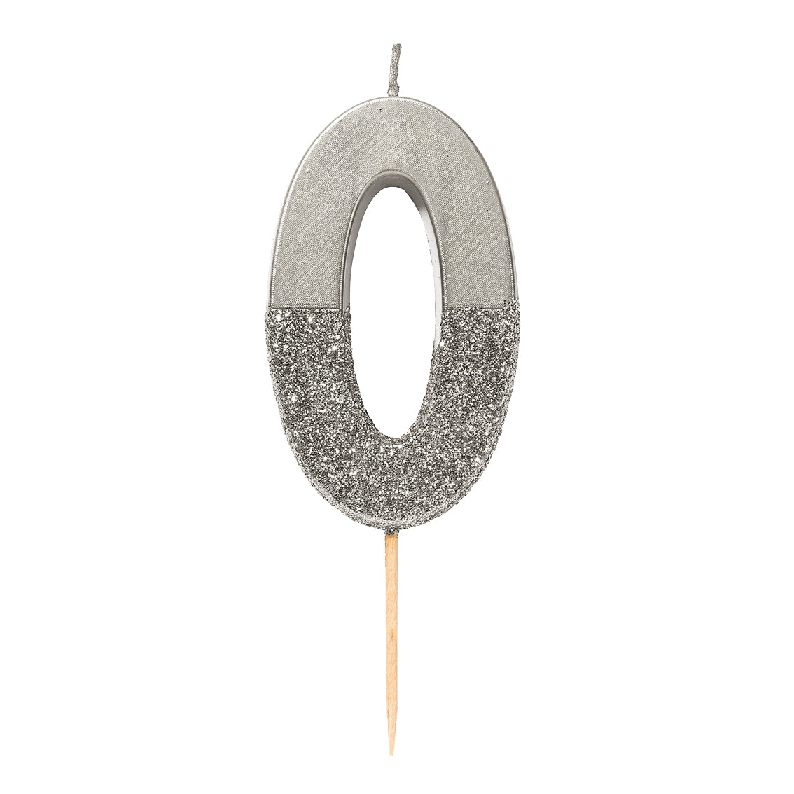 Silver Glitter Dipped Number Candles