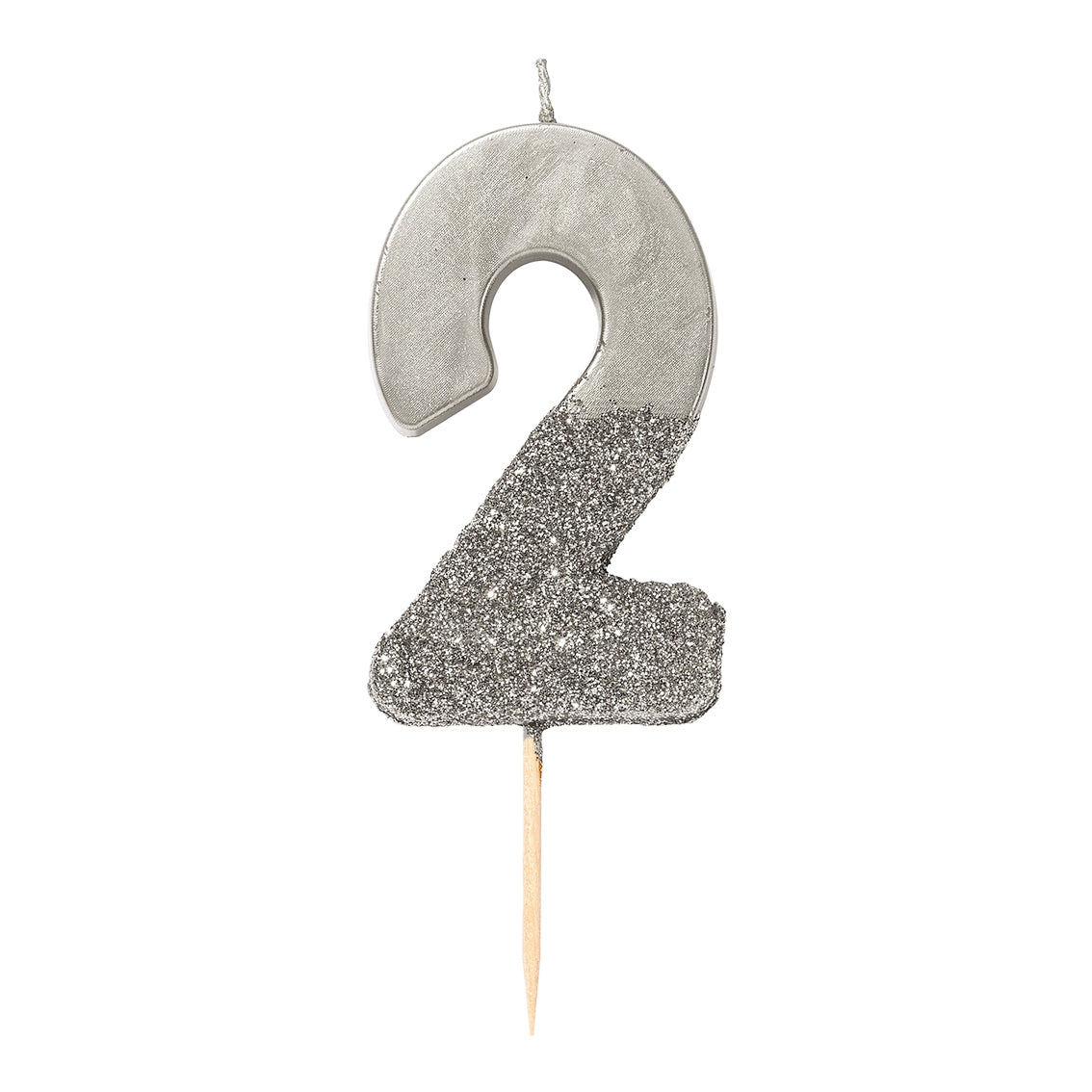Silver Glitter Dipped Number Candles