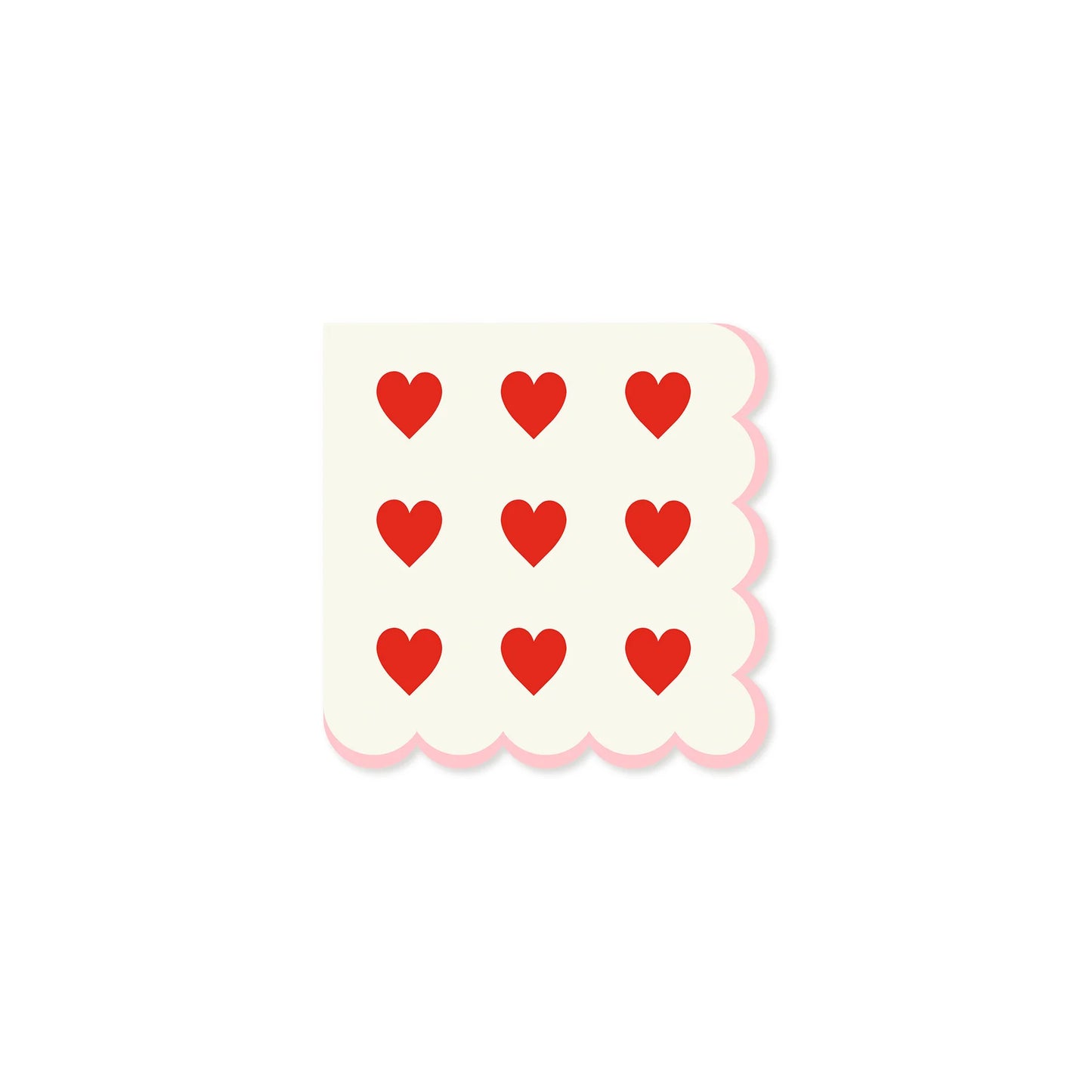 Hearts Scallop Beverage Napkins (24 Count)