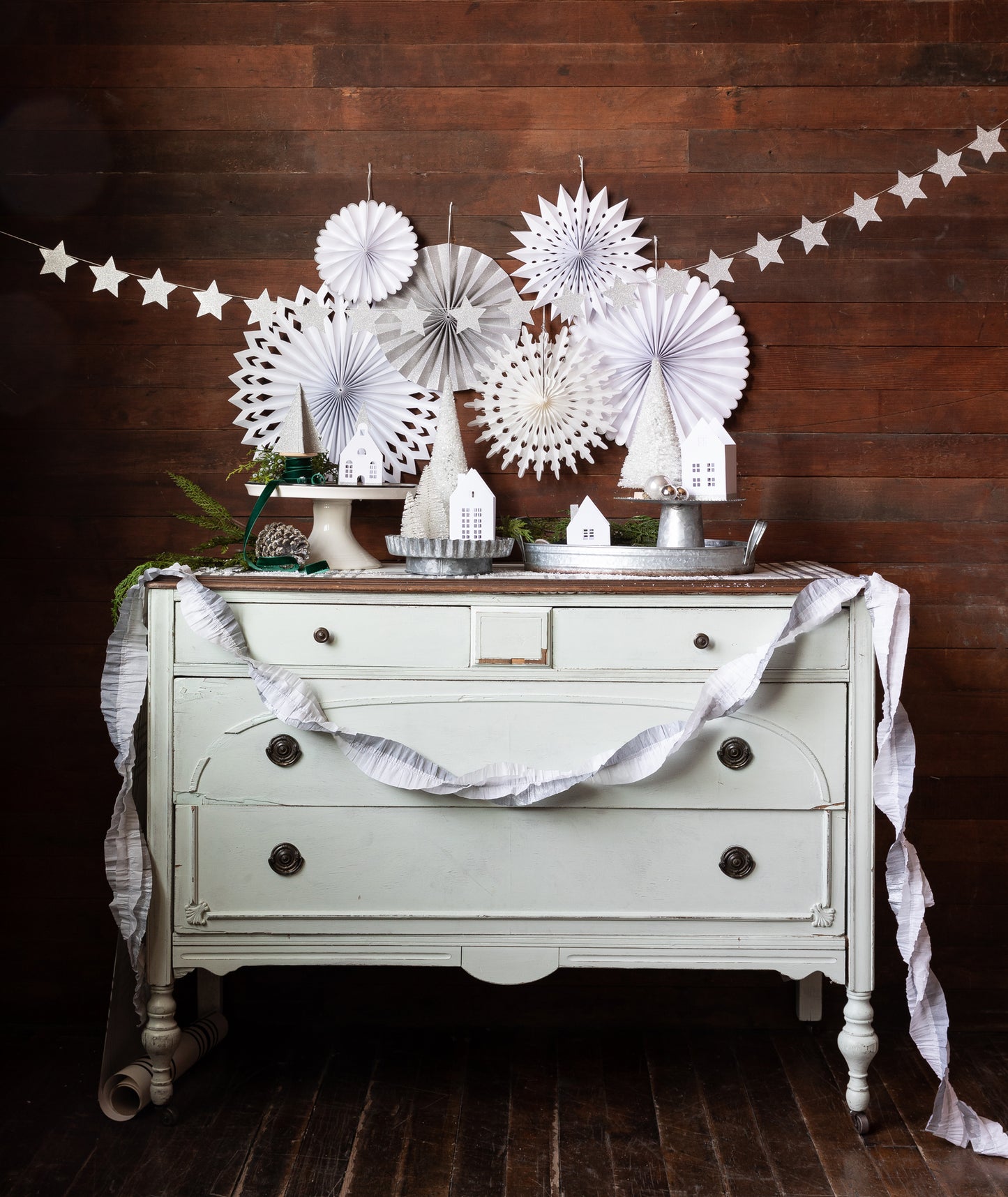 White Glitter Stars Banner