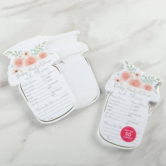Floral Baby Shower Advice Card - Mason Jar Shaped (50 pk)
