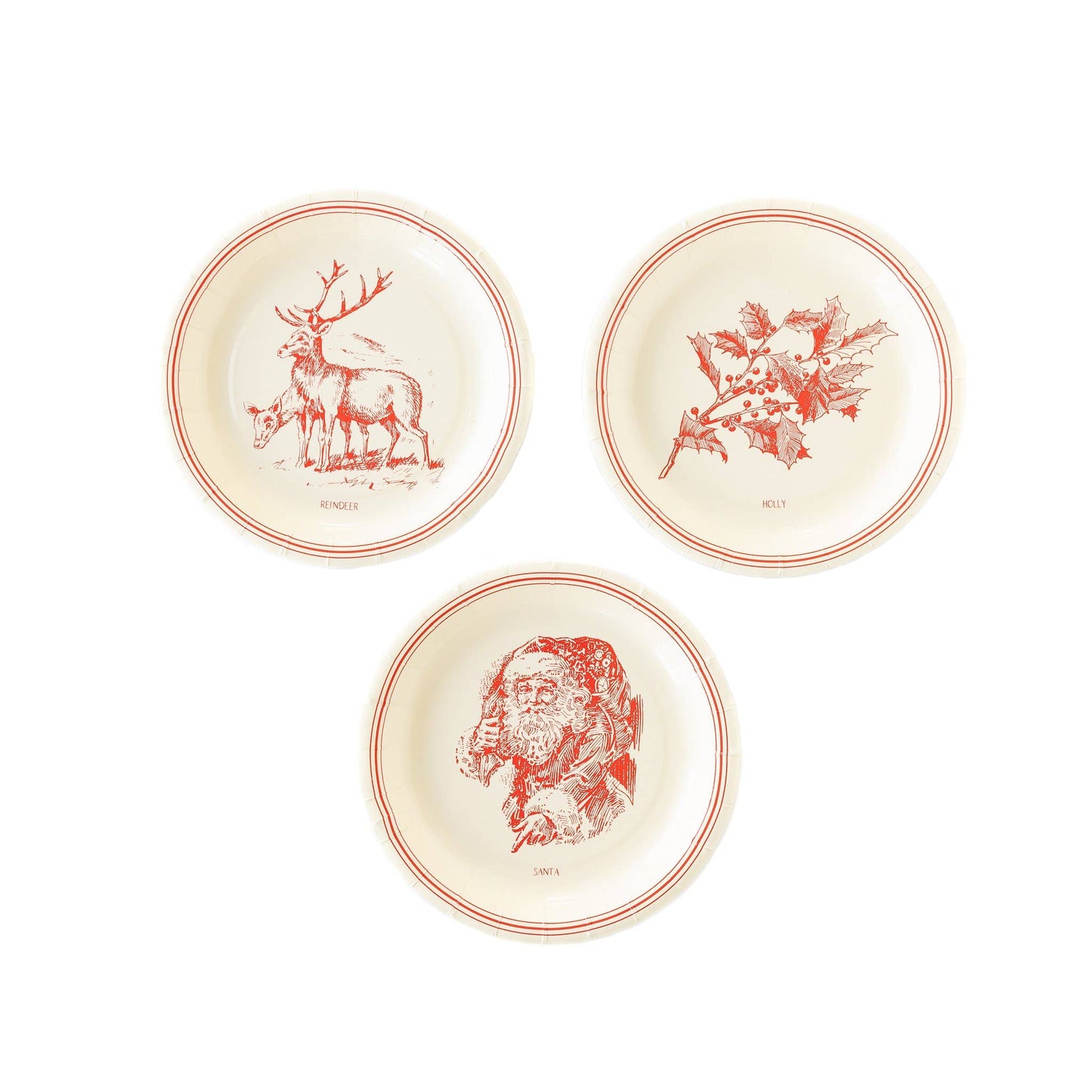 Vintage Christmas Vignette Small Plate Set