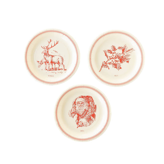 Vintage Christmas Vignette Small Plate Set