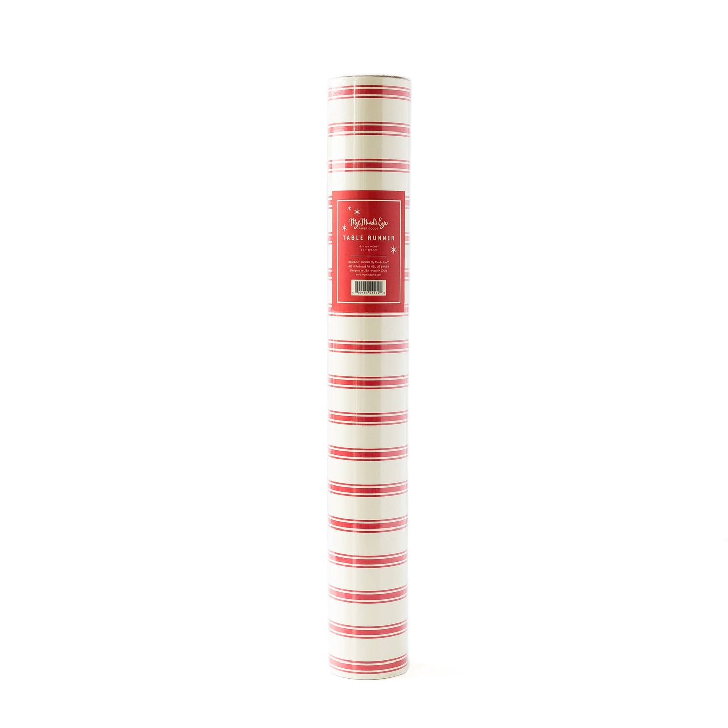 Believe Red Striped Table Runner