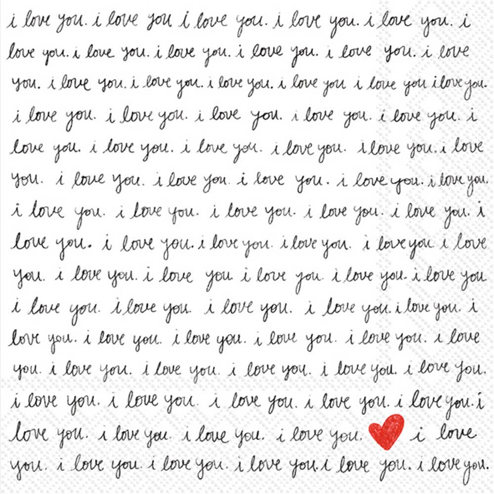 Handwritten "I Love You" Beverage Napkins (20 Count)