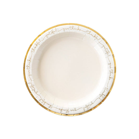 Words of Thanksgiving Gold Foil Large Plates (8 Count)