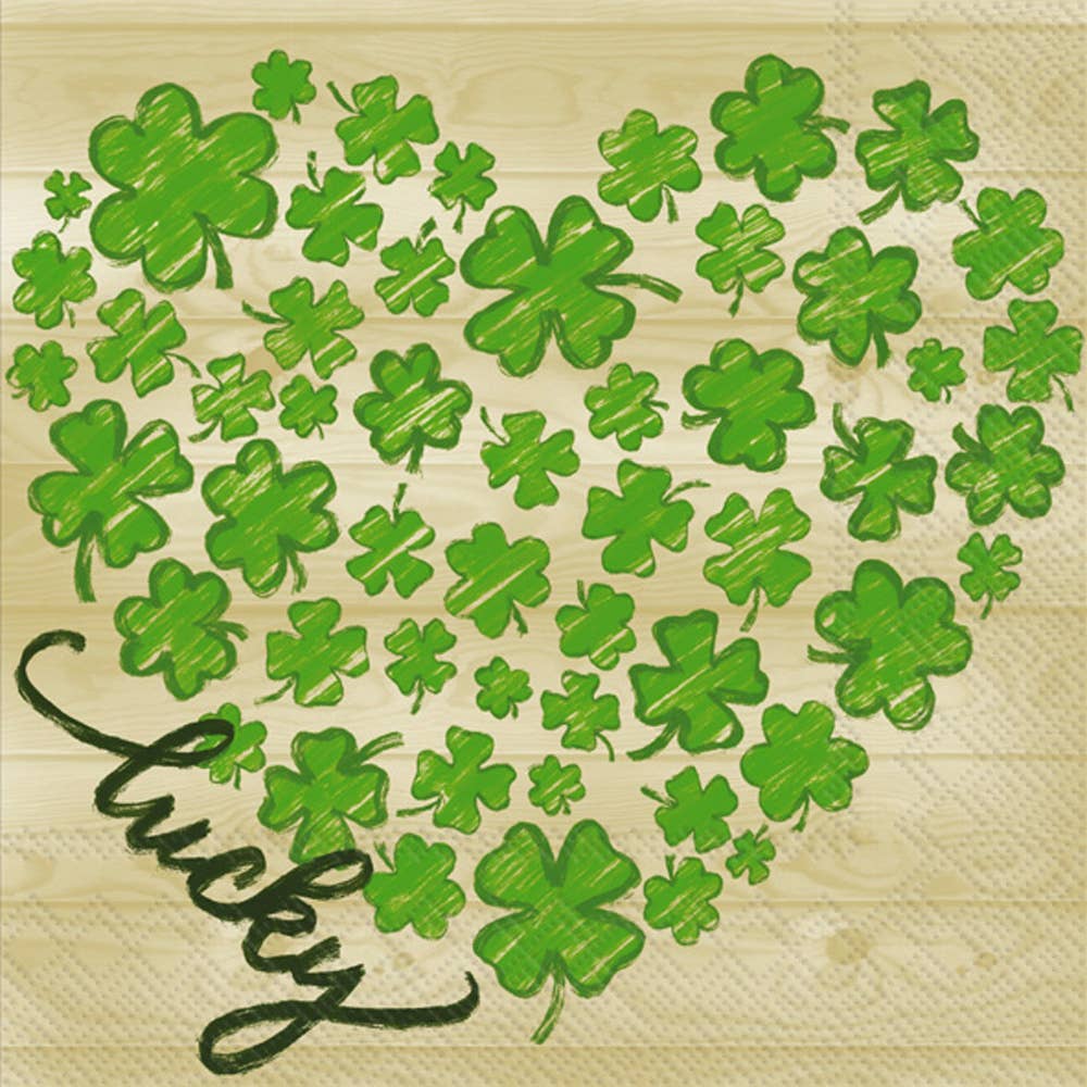 Lucky Heart Shamrock Beverage Napkins (20 Pk)