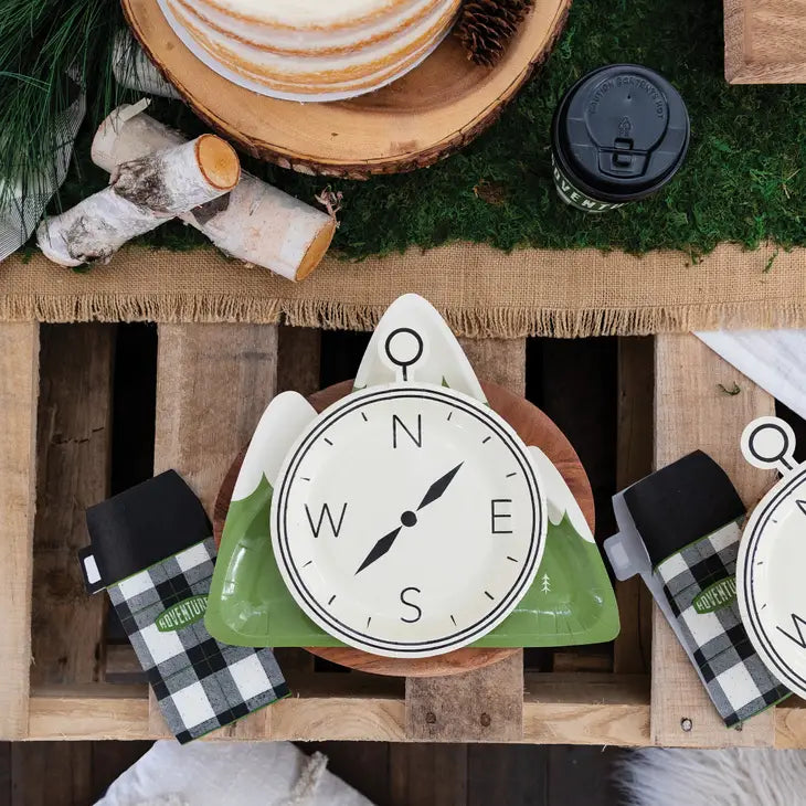 Adventure Awaits Compass Shaped Plate (8 Count)
