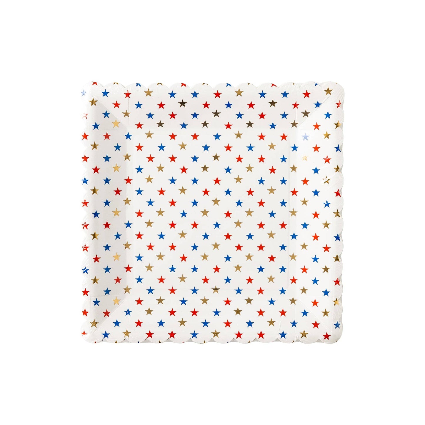 Multi Stars Scalloped Square Plate (8 Count)