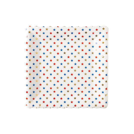 Multi Stars Scalloped Square Plate (8 Count)