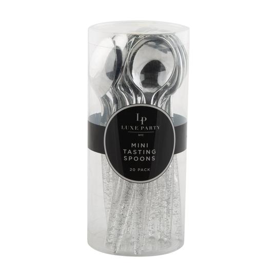 Silver Glitter Mini Spoons (20 pk)