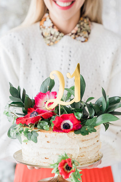 Gold "21" Cake Topper