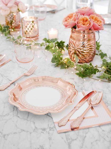 Rose Gold Party Porcelain Plates (12 pk)