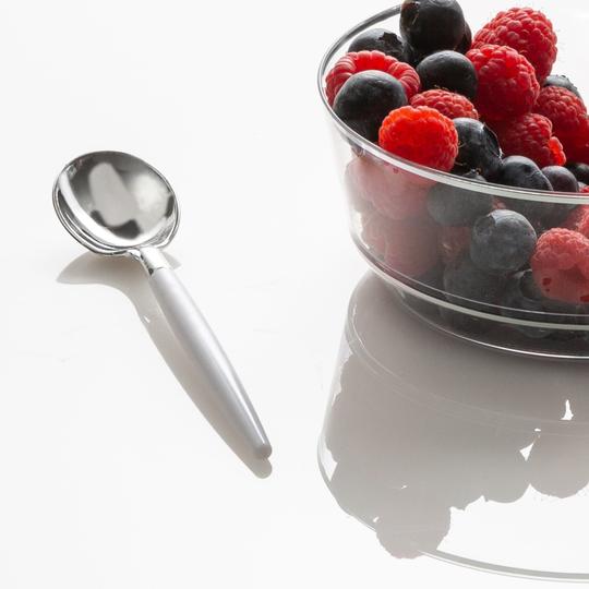 White and Silver Mini Spoons (20 pk)