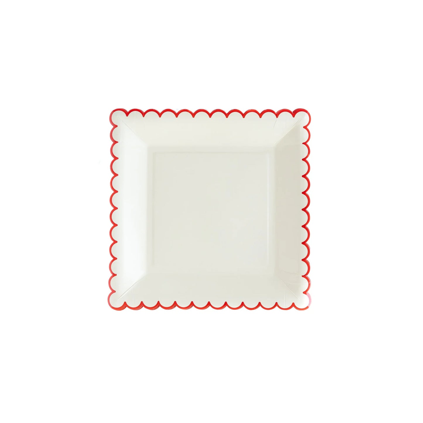 Believe White and Red Scalloped Plates