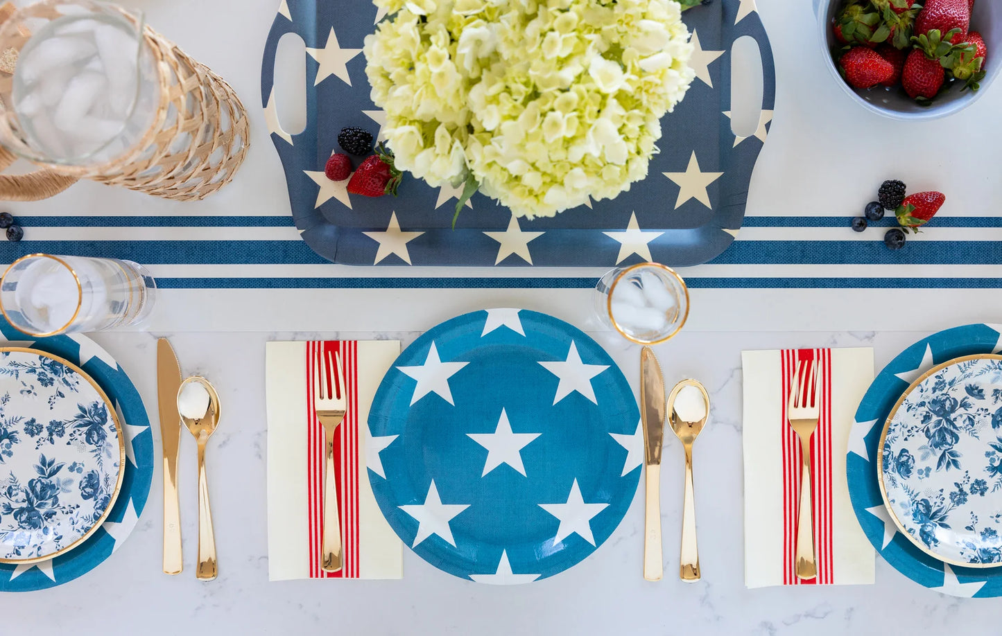 Hamptons Navy Star Large Plates (8 Count)