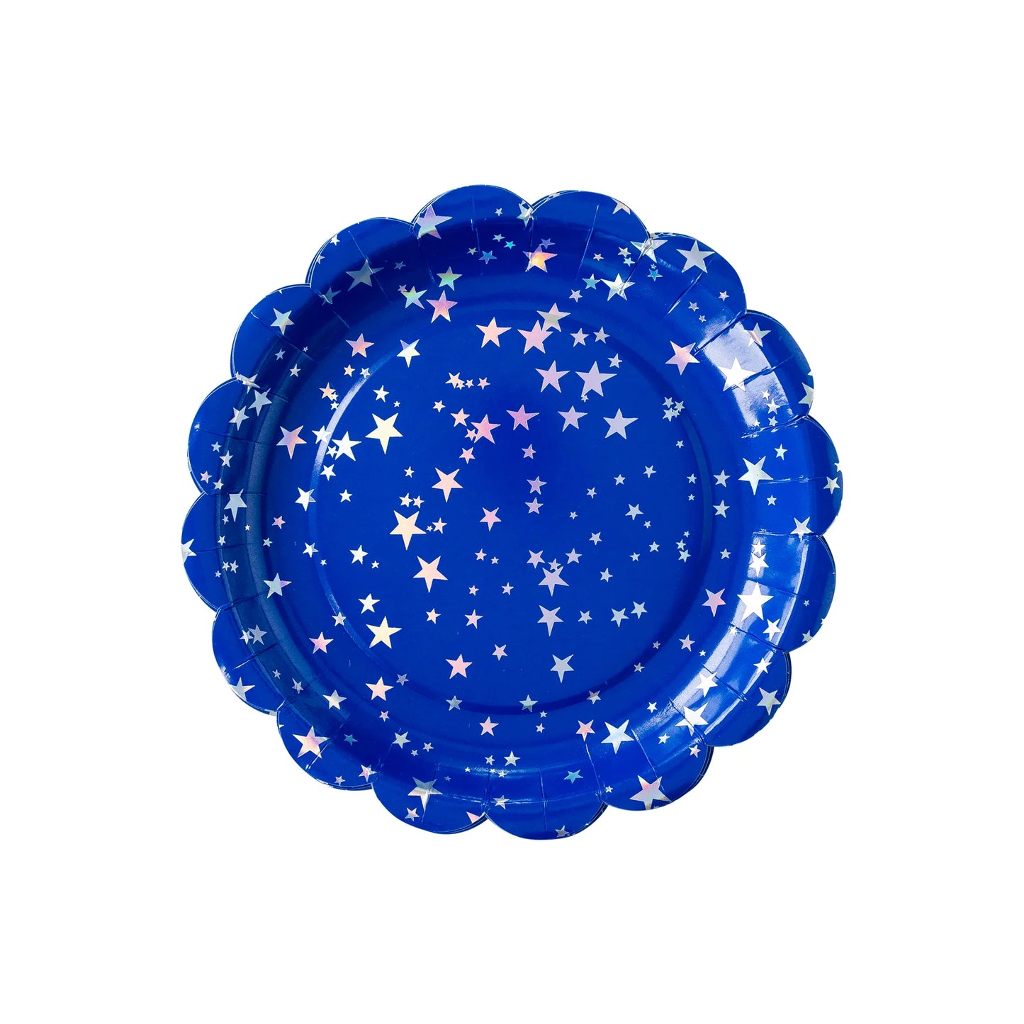 Red/Blue Sparklers Scallop Large Plate Set (8 Count)