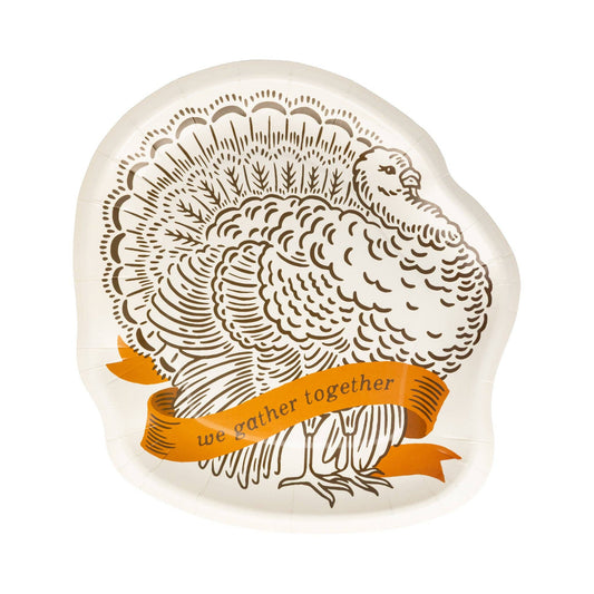 We Gather Together Turkey Shaped Paper Plate (8 Count)