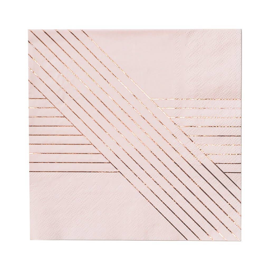Manhattan Pink Striped Lunch Paper Napkins (20 Pack)