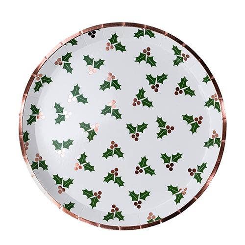 Rose Gold Holly Large Plates (8 pk)