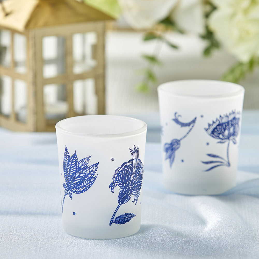 Blue Willow Frosted Glass Votive (4 pk)