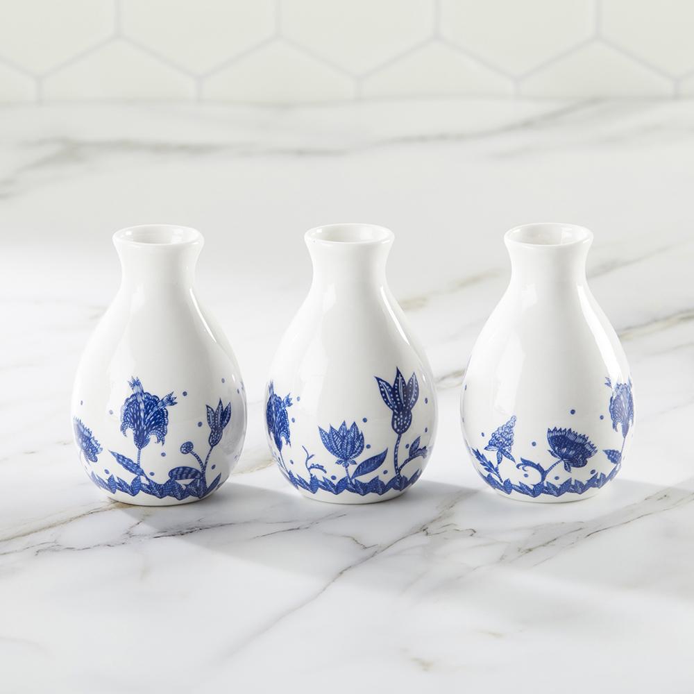 Blue Willow Ceramic Bud Vase (Set of 3)