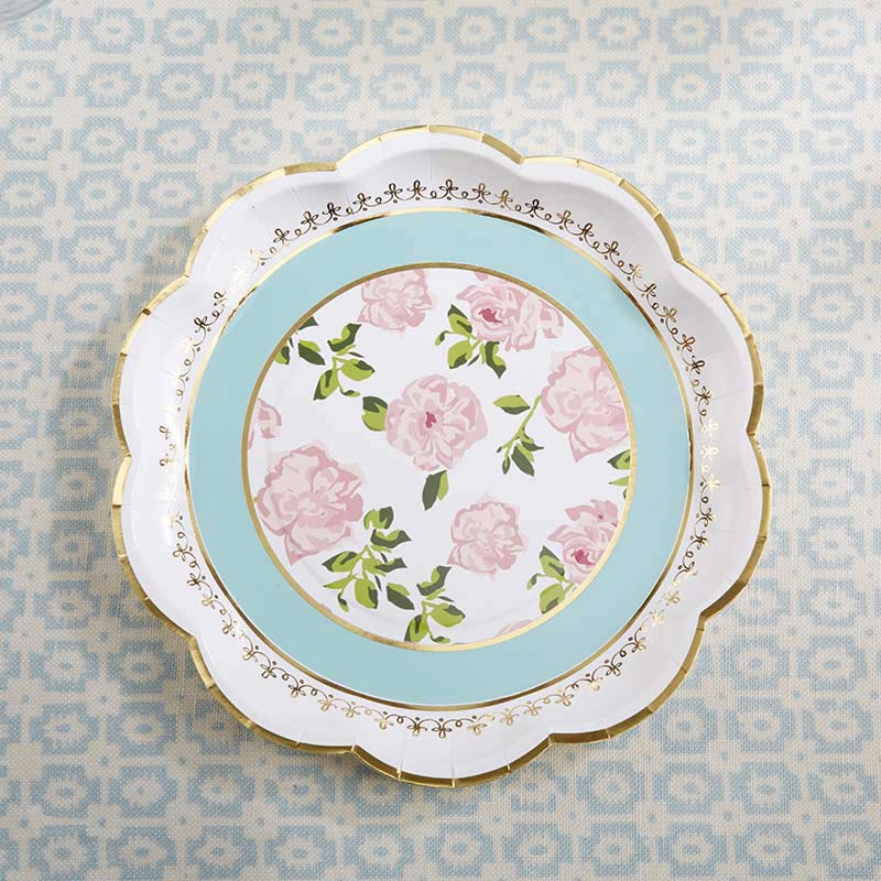Tea Time Whimsy Large Paper Plates in Blue (8 pk)