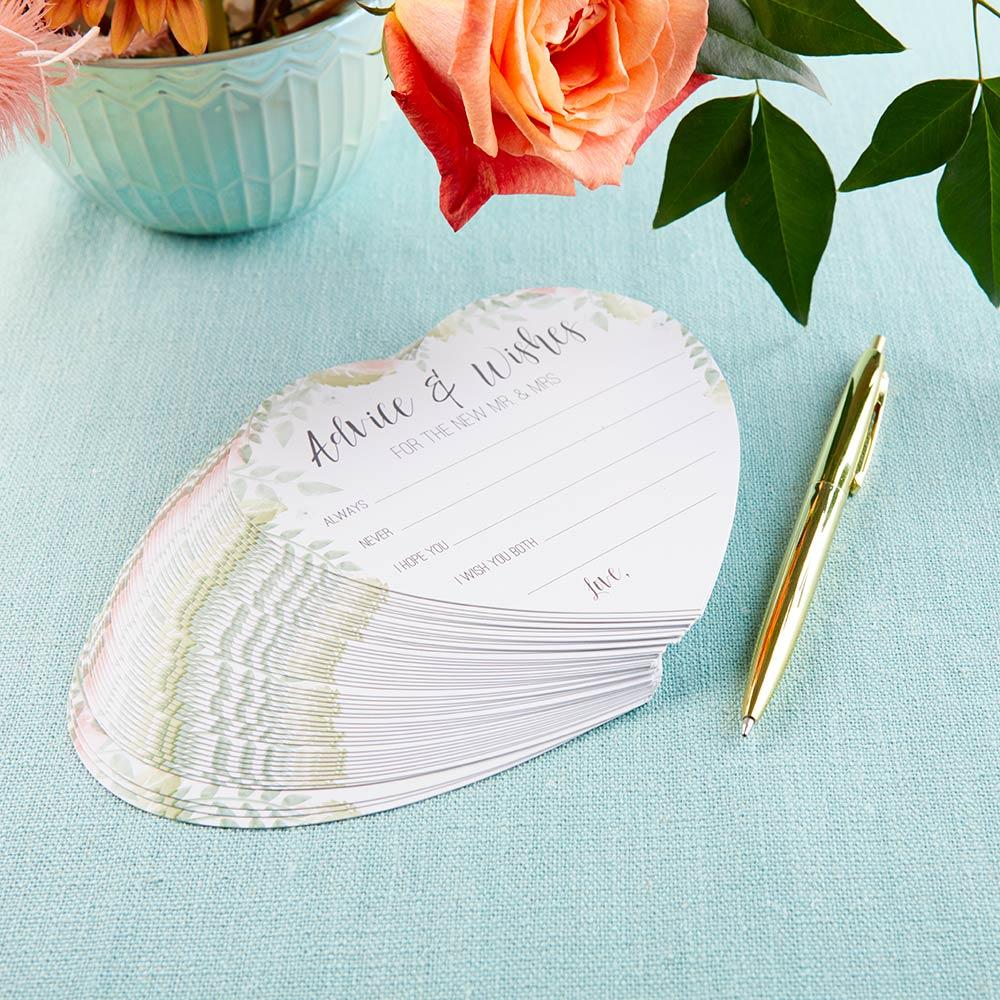 Floral Wedding Advice Card - Heart Shape (50 pk)