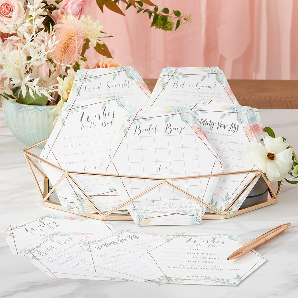 Geometric Floral Bridal Shower Games and Wishes for the Bride (30 pk)