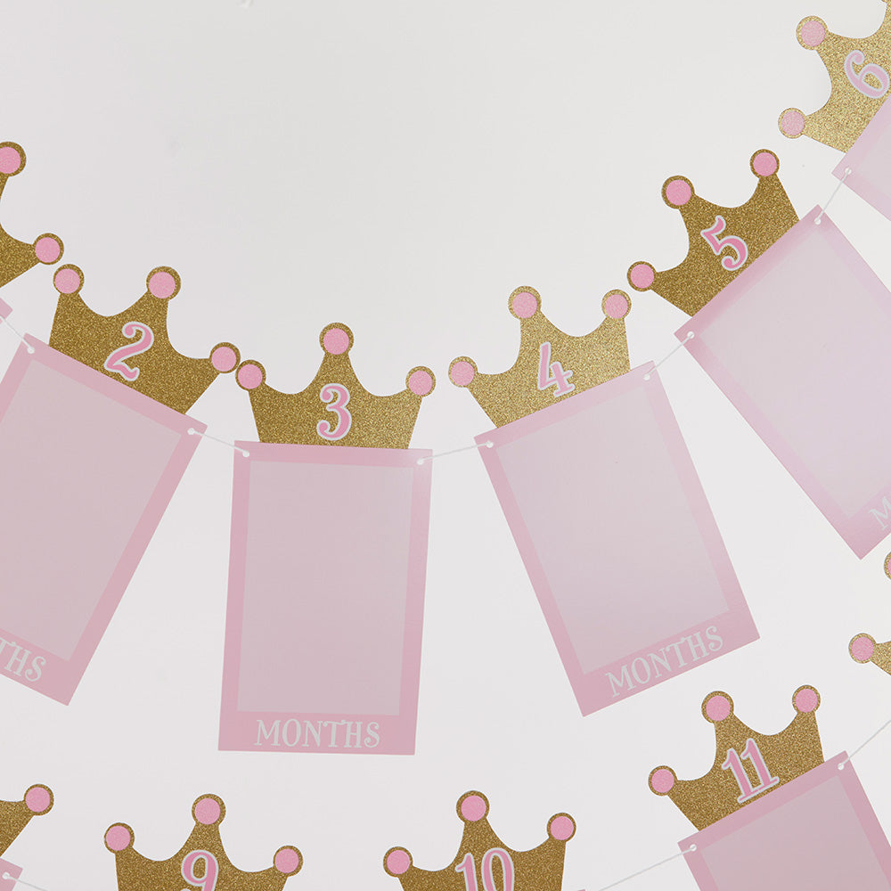 Princess 1st Birthday Photo Banner and Cake Topper Set