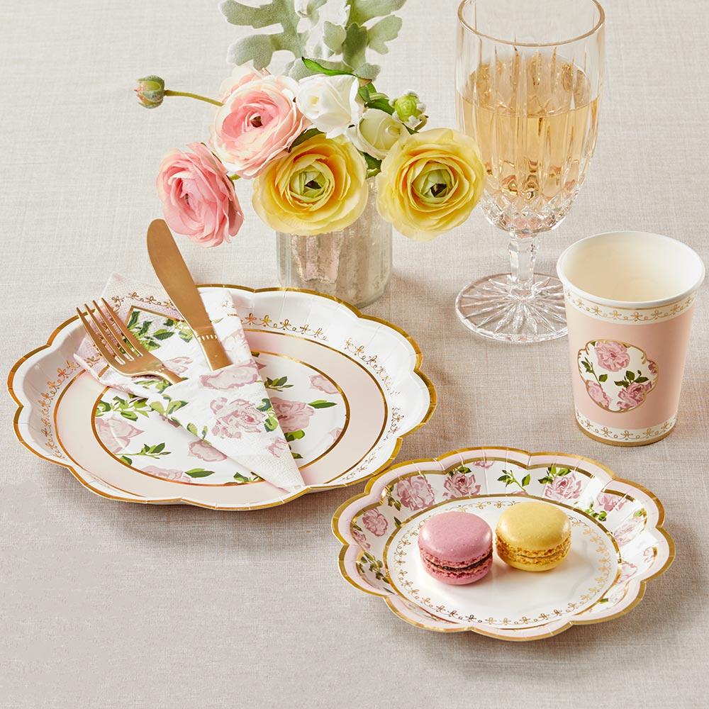 Tea Time Whimsy Large Paper Plates in Pink (8 pk)