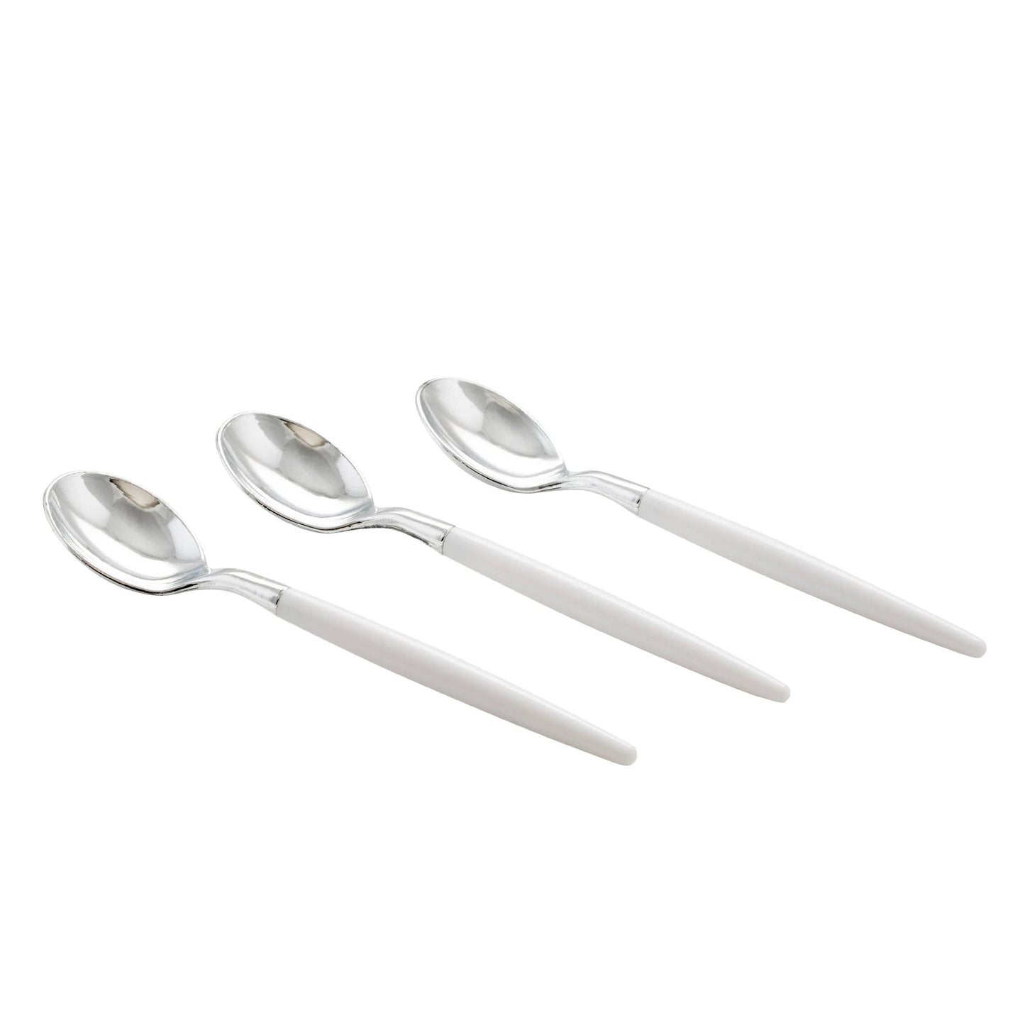 White and Silver Mini Spoons (20 pk)