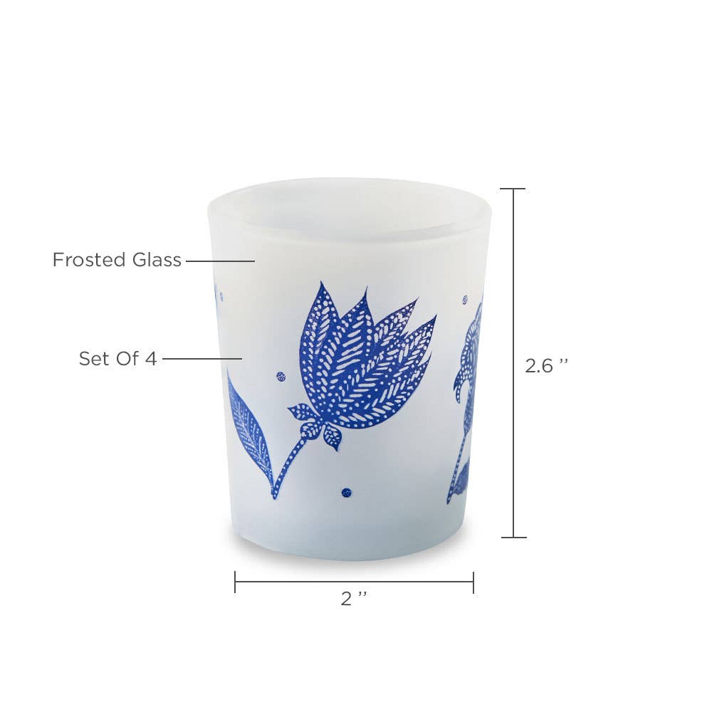Blue Willow Frosted Glass Votive (4 pk)