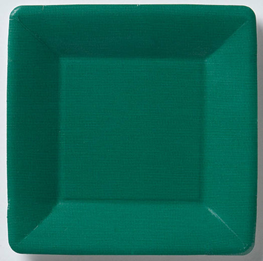 Classic Linen Dark Green Square Paper Small Plate