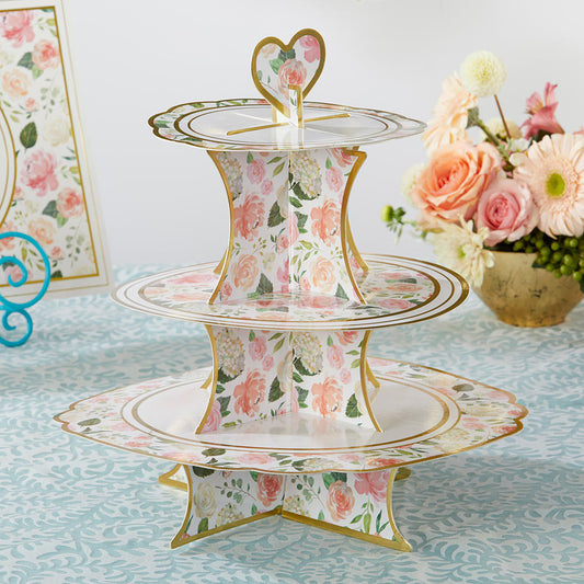 In Full Bloom 3-Tier Collapsible Cupcake or Food Stand