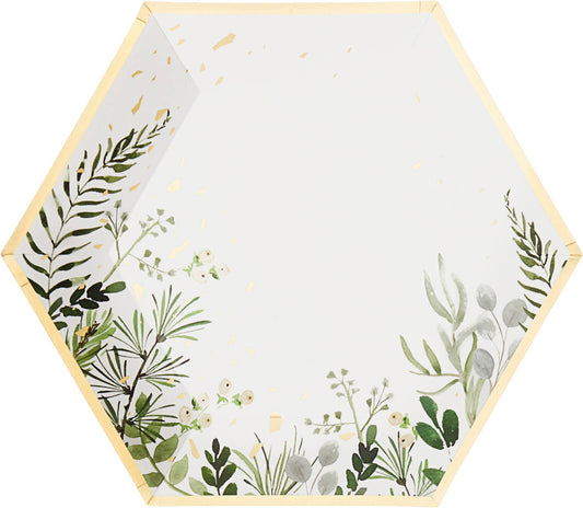 Secret Garden White Botanicals Large Paper Plates (8 Pk)