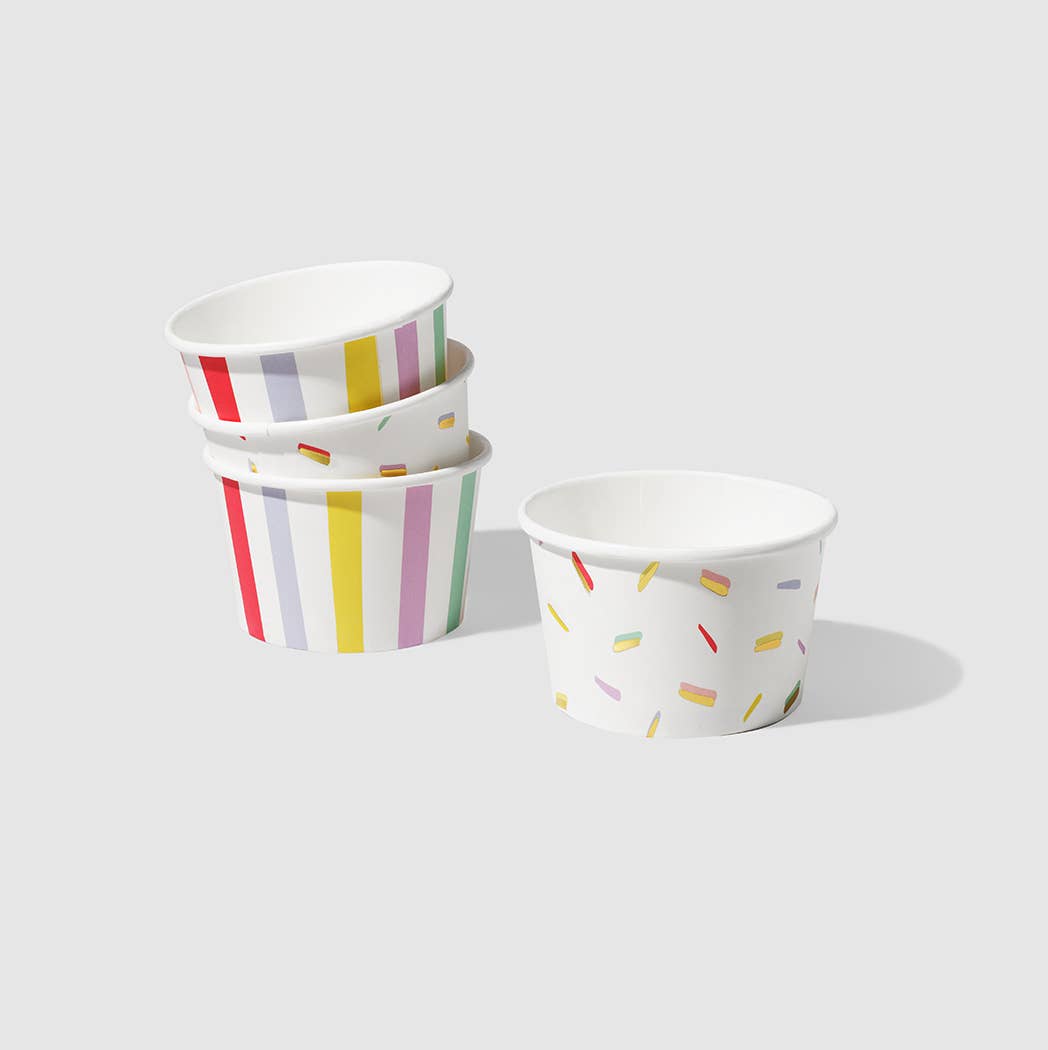 We All Scream for Ice Cream Stripe and Sprinkle Cups (10 pk)
