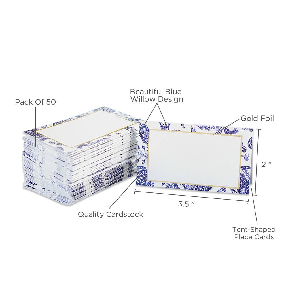 Blue Willow Tent Cards (50 pk)
