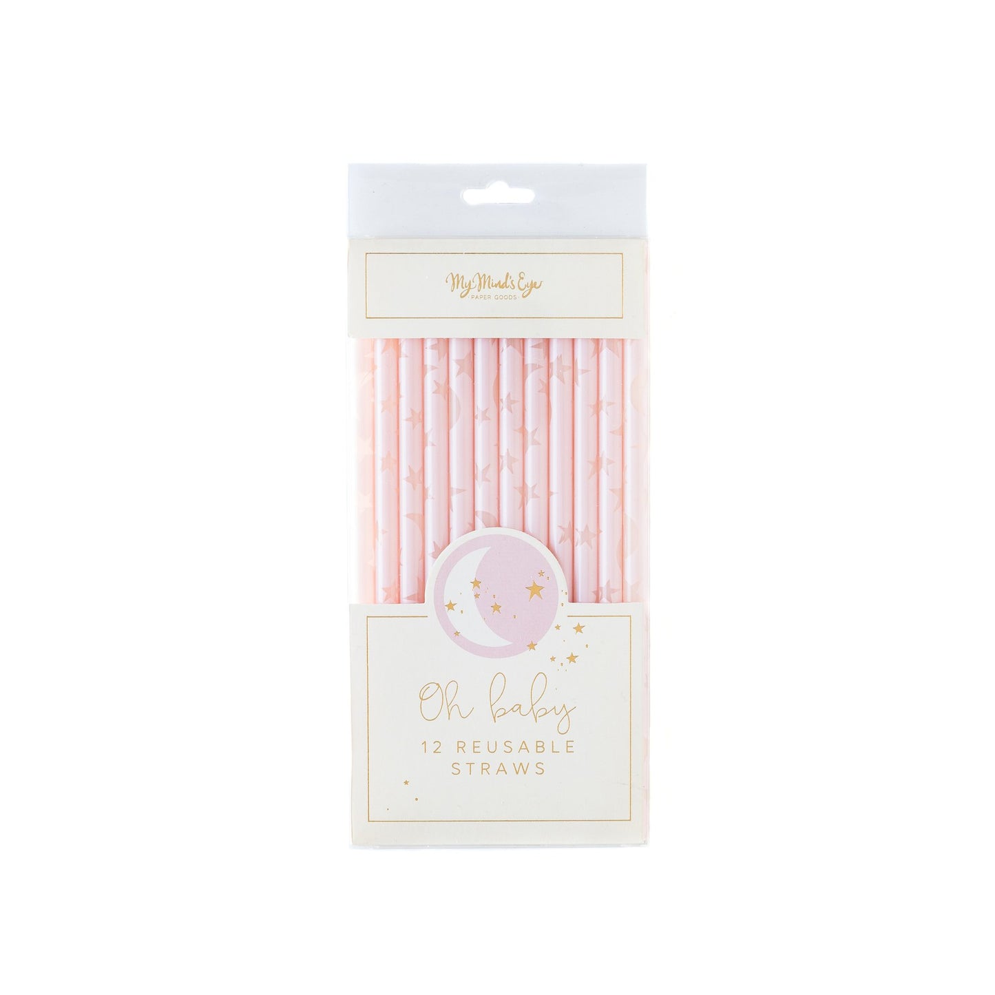 Oh Baby Reusable Straws in Pink (12 pk)