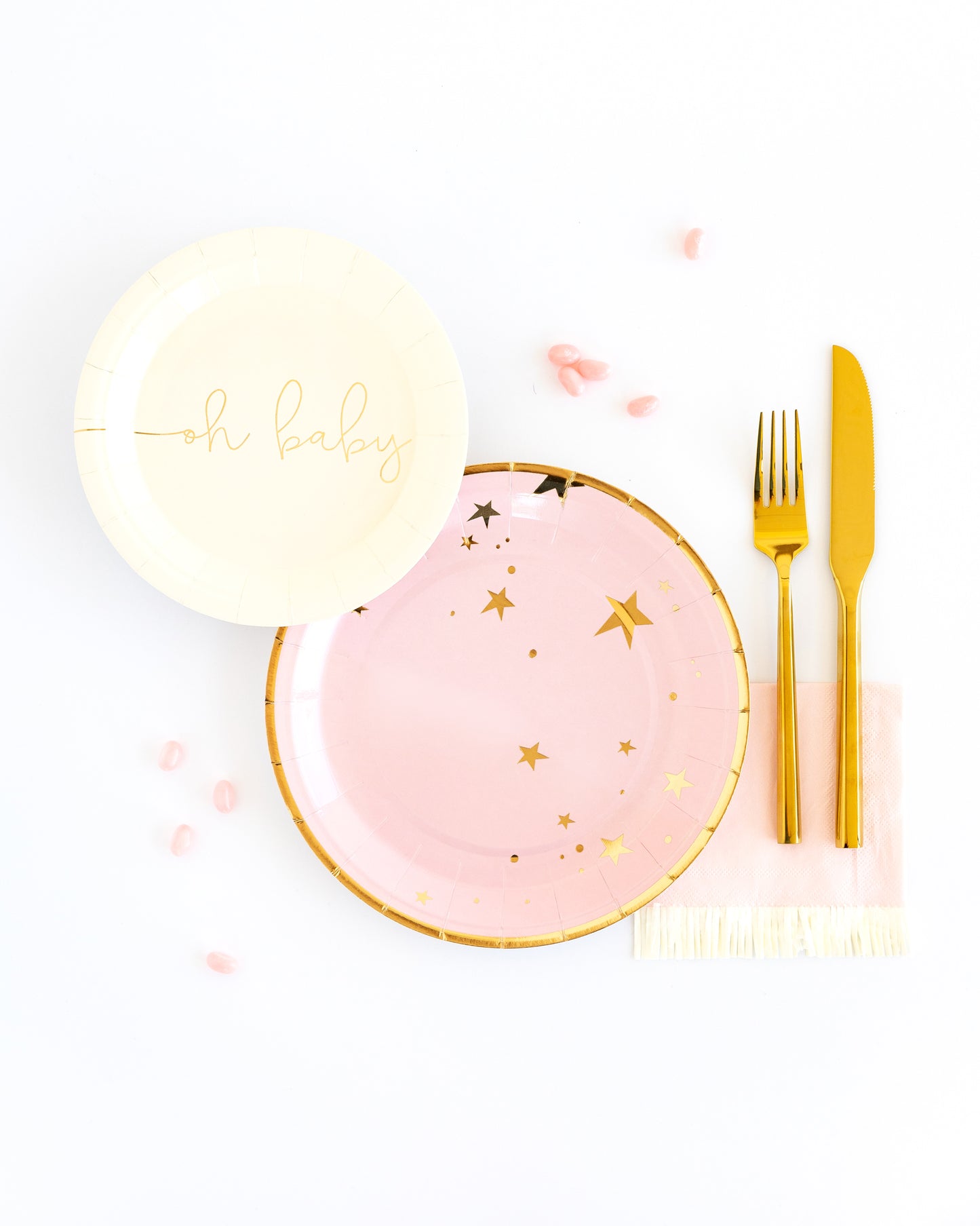 Pink and Gold Stars Dinner Plates (12 pk)