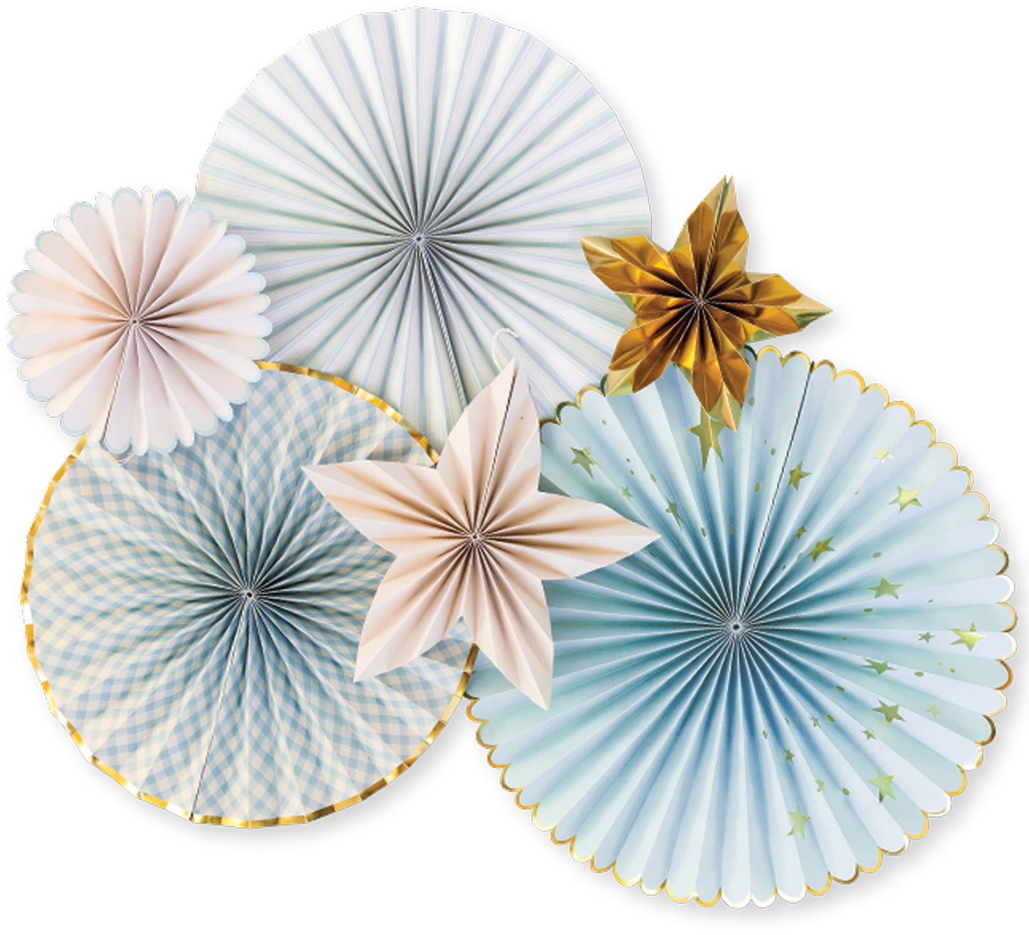 Blue Baby Party Fans and Stars (6 pk)