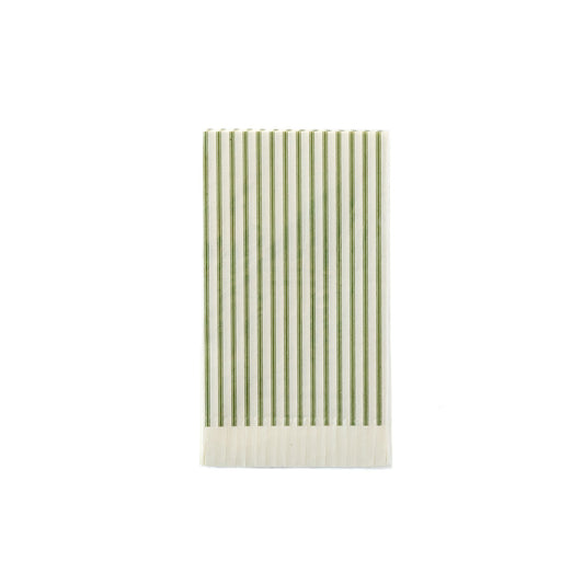 Green Ticking Fringed Guest Napkins (24 pk)